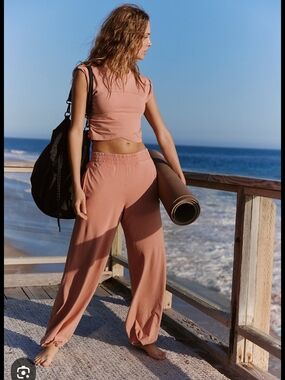 Free People Beach freya Knit Pants Balloon Tapered Wide Leg Pant Womens Med.